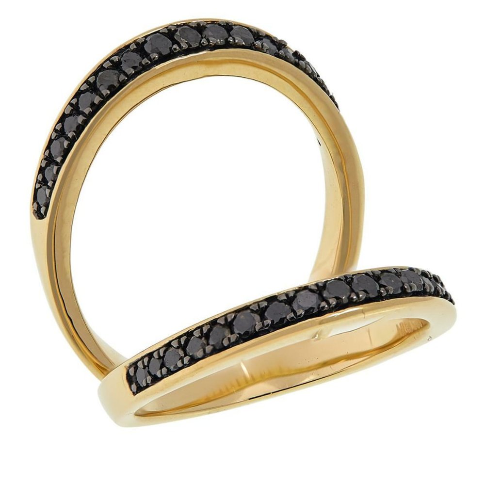 Colleen Lopez Gold-Plated 0.50ct Black Diamond Negative Space Ring